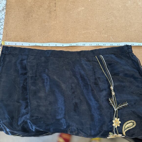 Vintage 220 Hickory 90's Artsy Skirt LP Embroidery Sheer Overlay Gold Glam Party - Picture 8 of 13